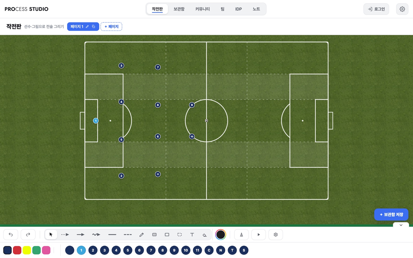 4-4-2 배치가 끝난 작전판